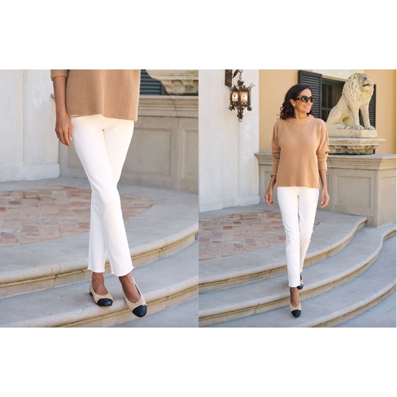 Frank & Eileen Pants - FRANK & EILEEN | Classic Derry Illusion Pull-On Pants in Antique White | Size 30